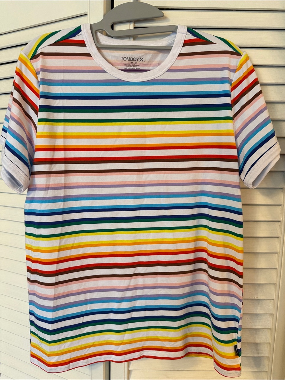 TomboyX Multicolor Rainbow Stripe Short Sleeve Tee